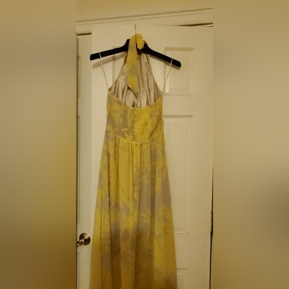 NWT EXPRESS Yellow and gray floral maxi long dress SP - Picture 2 of 5
